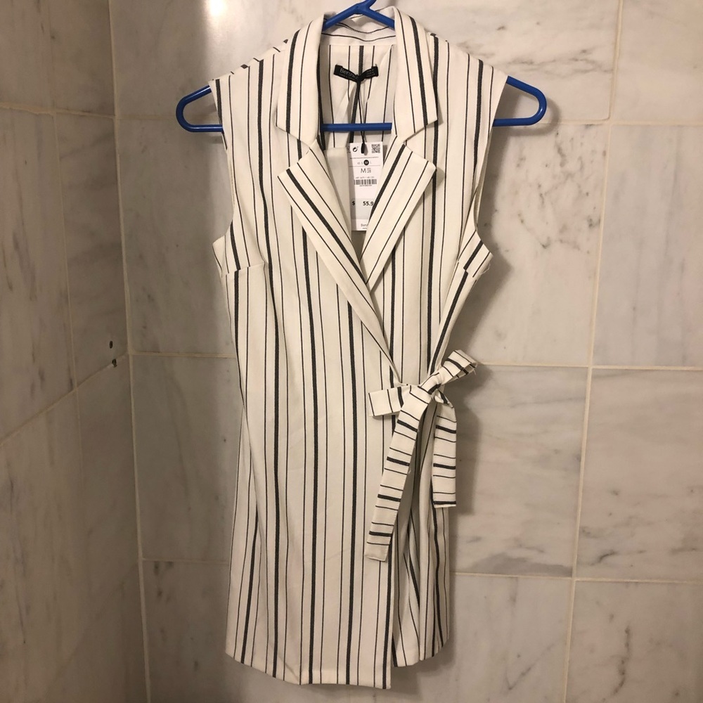 Striped white and black bershka romper M